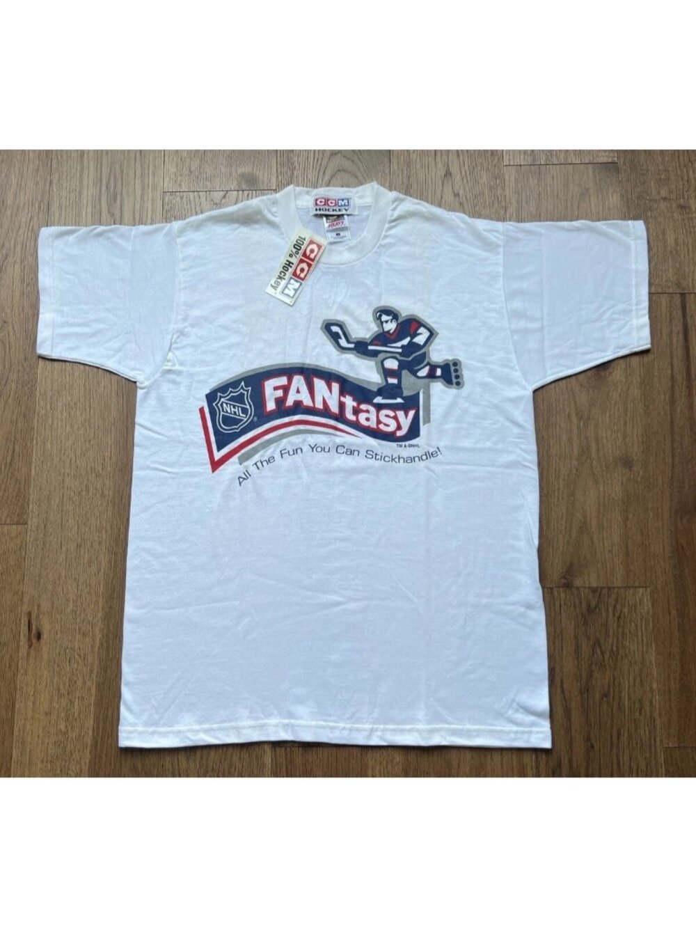 VTG NHL Fantasy TShirt Mens Large CCM Hockey Fruit Of The Loom Canada NEW READ